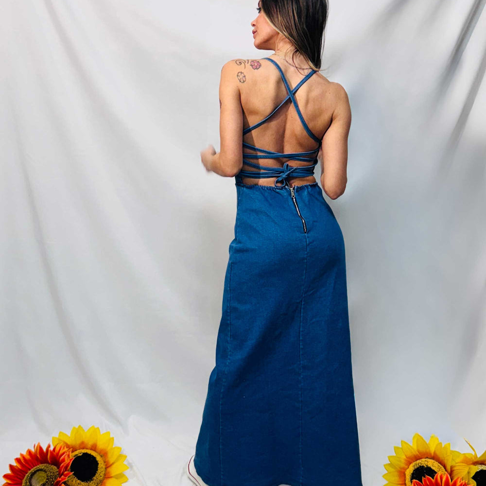 VESTITO DENIM CON SPACCO